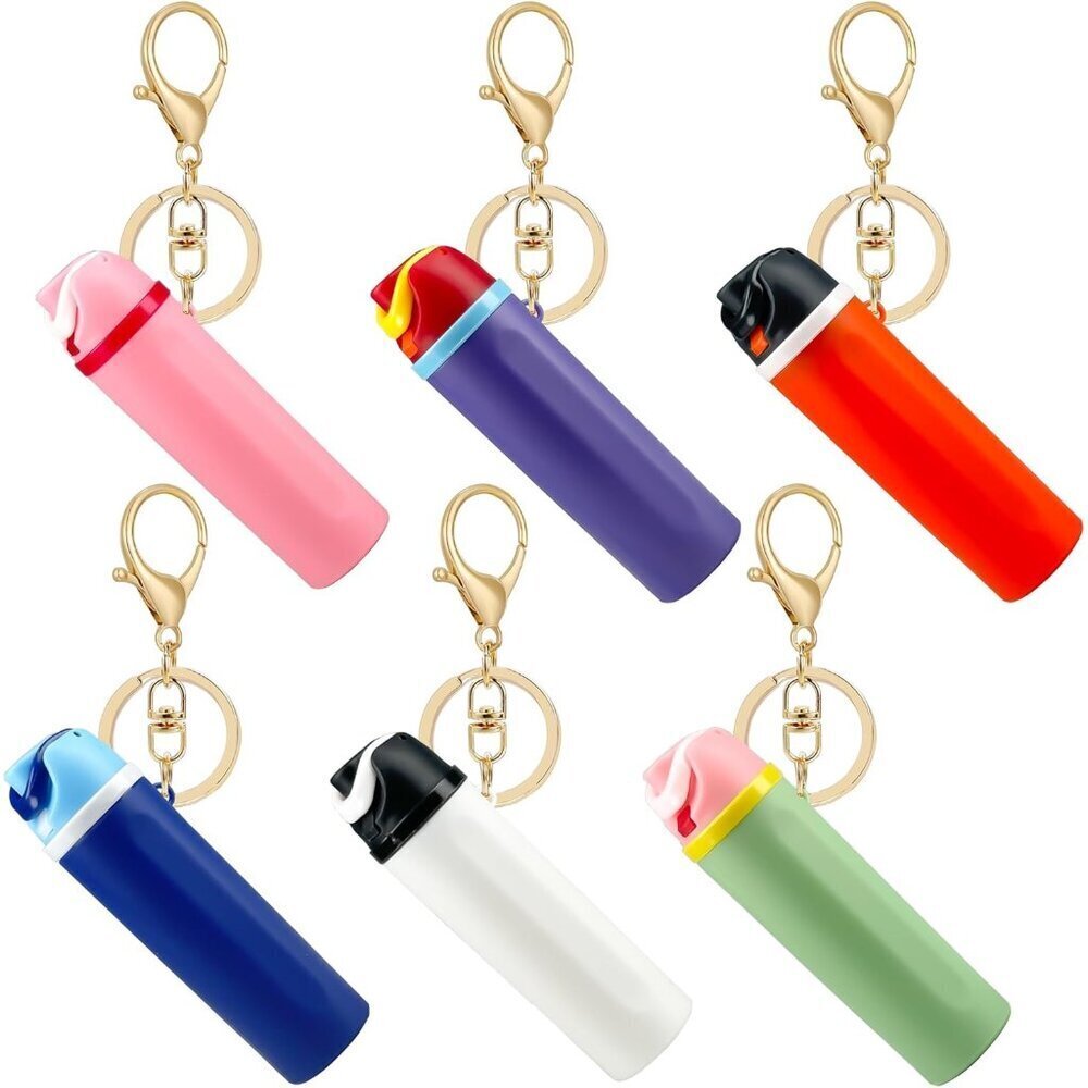 Mini Plastic Keychain Holder for Lip Balm Coins Ideal for Owala Water Bottle Fan